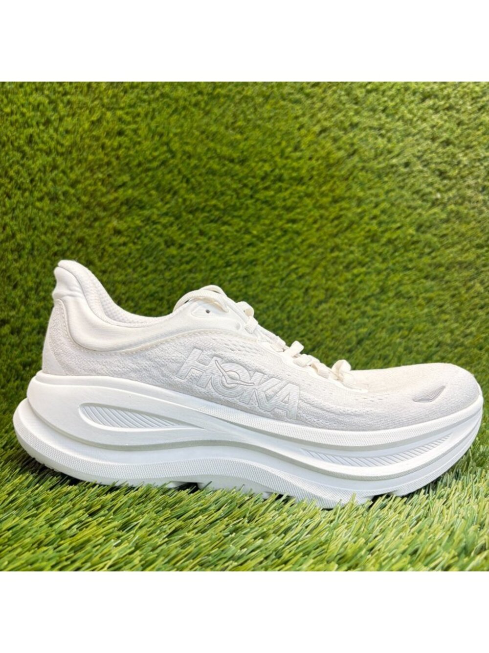 Hoka One One Bondi 9 Womens Size 9 White Athletic Running Walking Shoes Sneakers